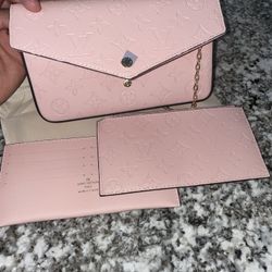 Pink Louis Vuitton Pochette Félicie Wallet with Chain Crossbody