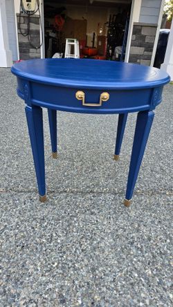 Vintage Louis XVI Style Navy & Gold Accent Table