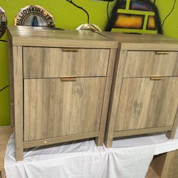 NIGHSTAND  WITH POWER OUTLET SET OF 2