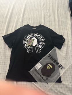 Black and White Bape x Chrome Hearts T Shirt Size S