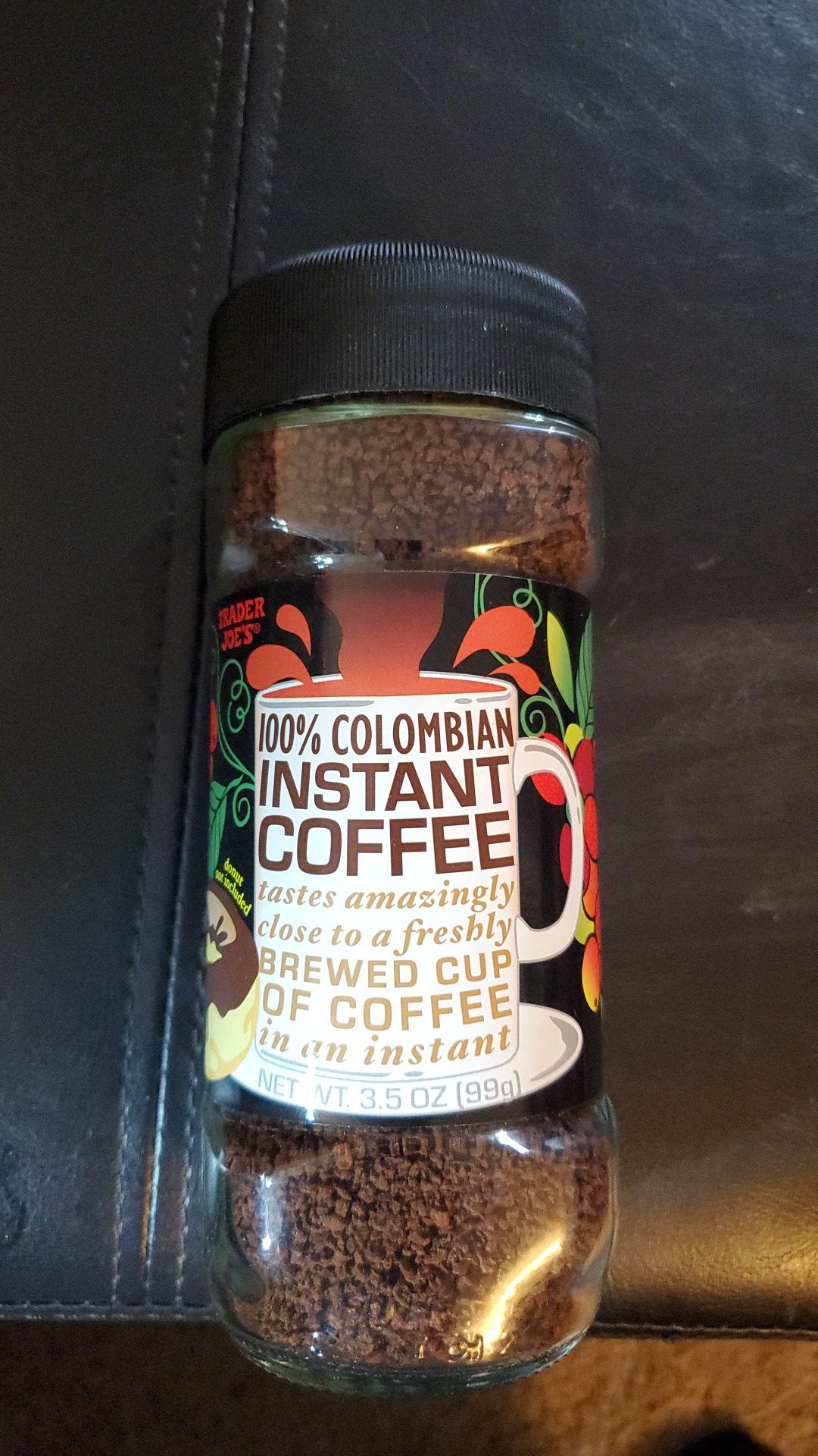 Trader Joe's 100% Colombian instant coffee 13.5 Oz jar expiration 2021 $4
