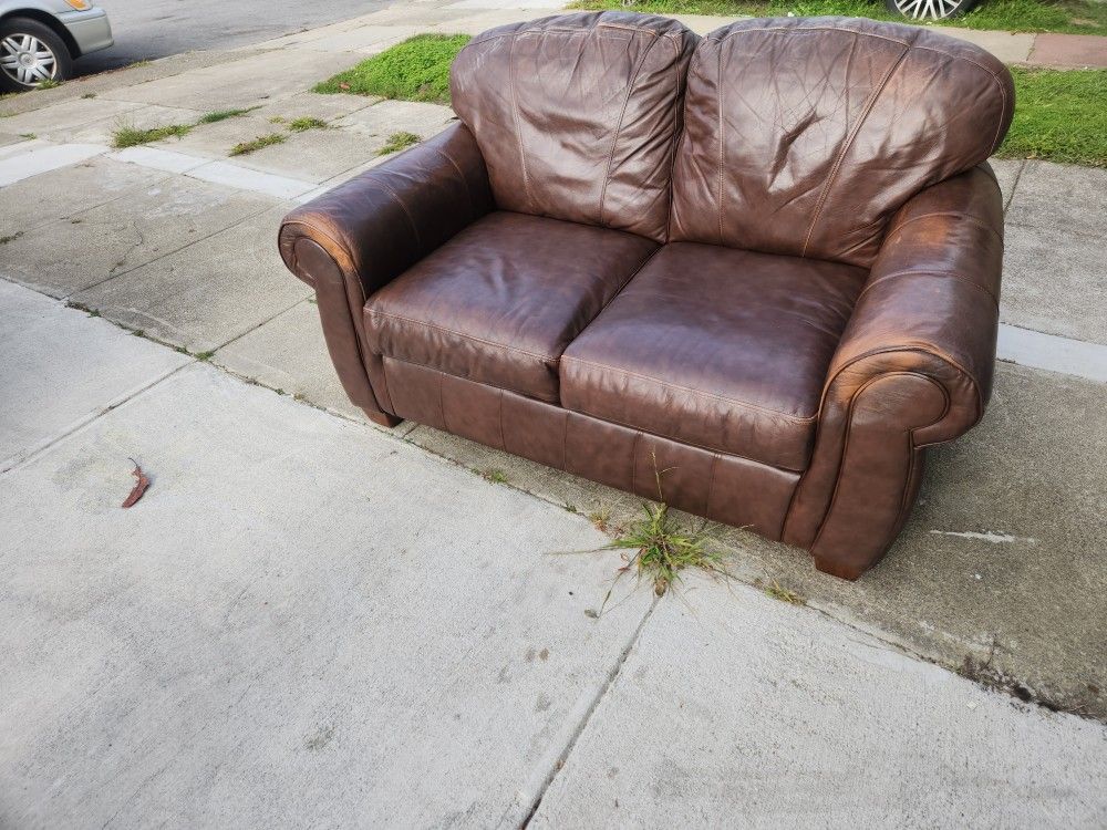 Leather Sofa Sleeper & Love Seat Combo