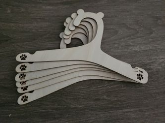 Premium Wooden Dog Clothes Hangers with Paw Prints - Set of 6