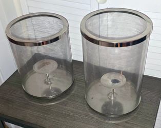 Glass Hurricane Candle Holders Set of 2