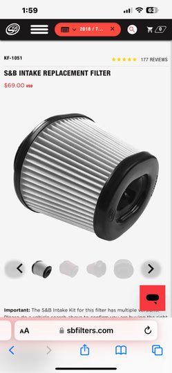 New S&B Air Filter For Tundra . Still In Plastic