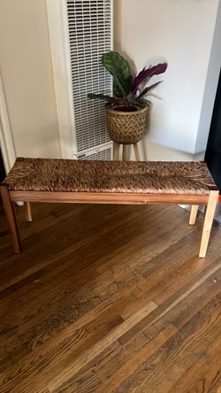 Wood and woven bench
