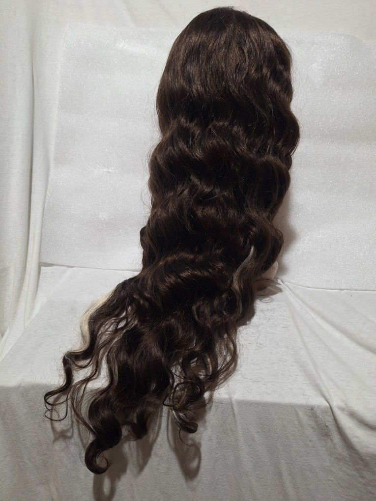 Human Hair Blend Lace Front Wig 35 Inches Long