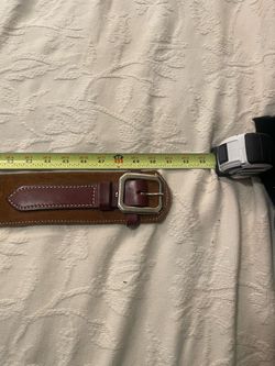 Wide Leather Belt with Silver Buckle