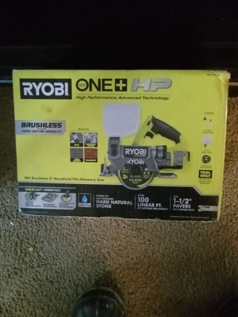 Brand New Ryobi Concrete Wet Or Dry Masonary Battery Powered Saw