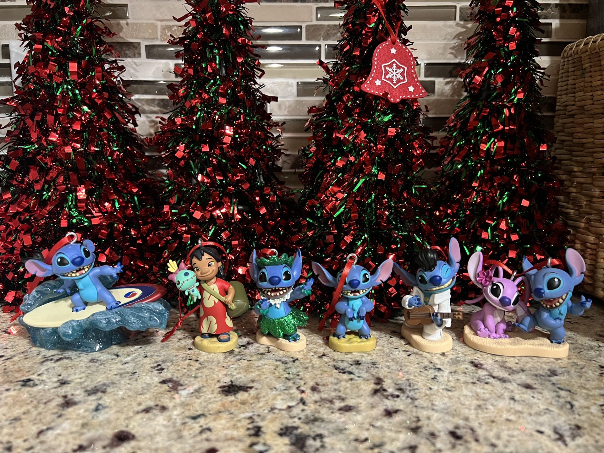 NEW New Disney Lilo and Stitch Christmas Ornament Set Elvis Hula Surfer