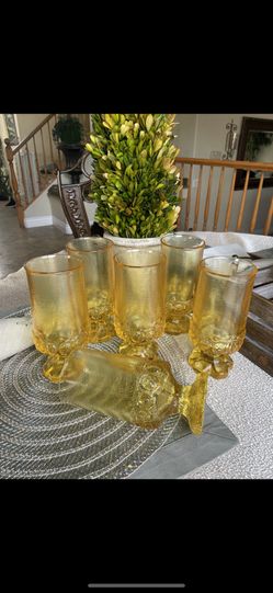 Vintage Franciscan Canary Glass 6 Pieces 