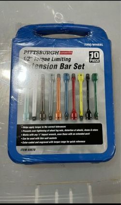 PITTSBURGH AUTOMOTIVE 1/2 In. Torque Limiting Extension Bar Set, 10 Piece