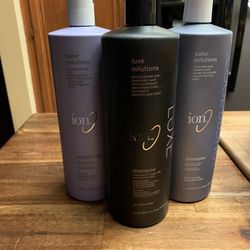 Ion shampoo and conditioner three bottles 33 ounces each conditioner near full shampoos 3/4 full