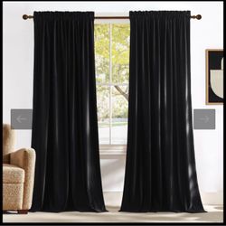 Velvet Curtains Thermal Insulated Sound Reducing Heavy Matt Heat & Chill Resistant Drapes for Home Decoration, 2 Panel - Size: 52" W x 84" L