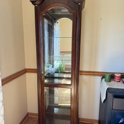 Cherry Curio Cabinet, Hutch, Table With 6 Chairs And Protective Pads. FREE