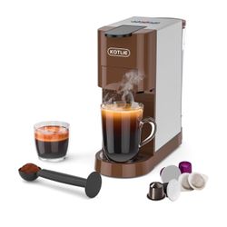 KOTLIE 4in1 Espresso Machine Single Serve Coffee Maker for NES*Original/KEU* K*cups/Ground Coffee/illy Coffee ESE,19Bar Espresso Maker, 1450W Coffee M