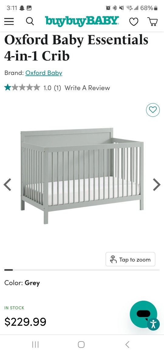 Oxford 4 In 1 Crib - Gray