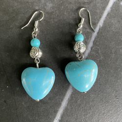 Turquoise Vintage Heart Earrings 