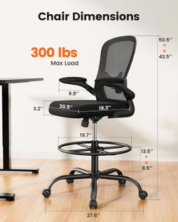 High Drafting Standing Desk Chair with Flip-Up Armrests