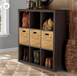 Light Honey 9-Cube Storage Organizer Bookcase
