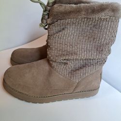 Women's  Keepsakes Lazy Bones Taupe Faux Fur Leather Winter Boots Size9