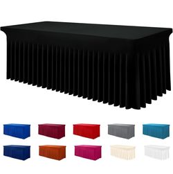 Smiry Spandex Tablecloth, Elastic Fitted Stretch Tablecloth for 6FT Rectangle Tables, Waterproof Washable Table Cover Skirt for Outdoor, Wedding, Banq