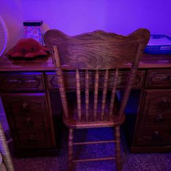 Vintage Wooden Desk + Chair