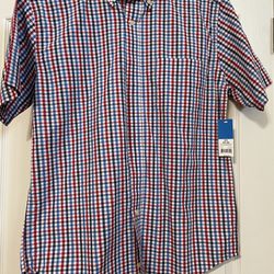 Brand New Ge Ss Plaid Woven Shirt. Size S/ch 34-36