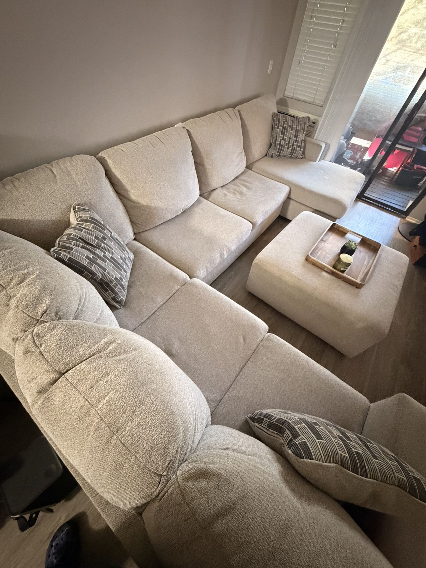 Sectional Sofa W/ Ottoman Beige. Need Gone ASAP