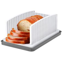 New! Bread Slicer, Slicing Guide Adjustable Width, Foldable and Compact Cutting Guide w/ Crumb Tray