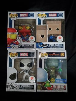 Four funko pops for sale marvel spiderman mysterio