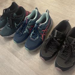 Size 8 Women’s running shoes ASICS /Nike