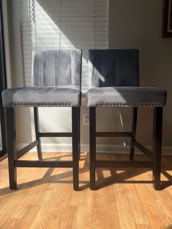 Steffingham Gray Solid Back Counter Height Stools (Set of 2)