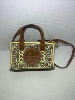 Tory Burch Mini Ella Flower Print Tote Crossbody Bag Logo