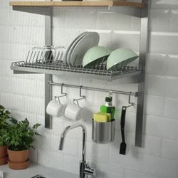 IKEA KUNGSFORS  rail w shelf rail dish Drying Rack, stainless steel