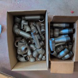 Large Lot Of One Inch Galvanized Steel Nipples And Fittings. New Open Box. 