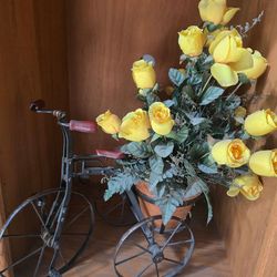 Decorative Tricycle With Yellow Roses
