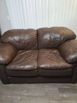 Brown leather Loveseat