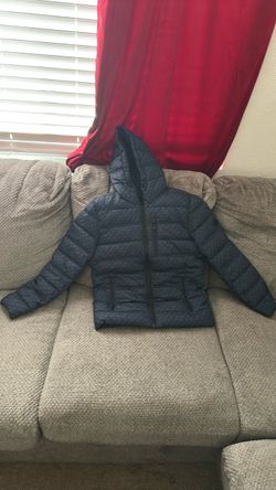 Dark Blue Puffer Jacket with Hood