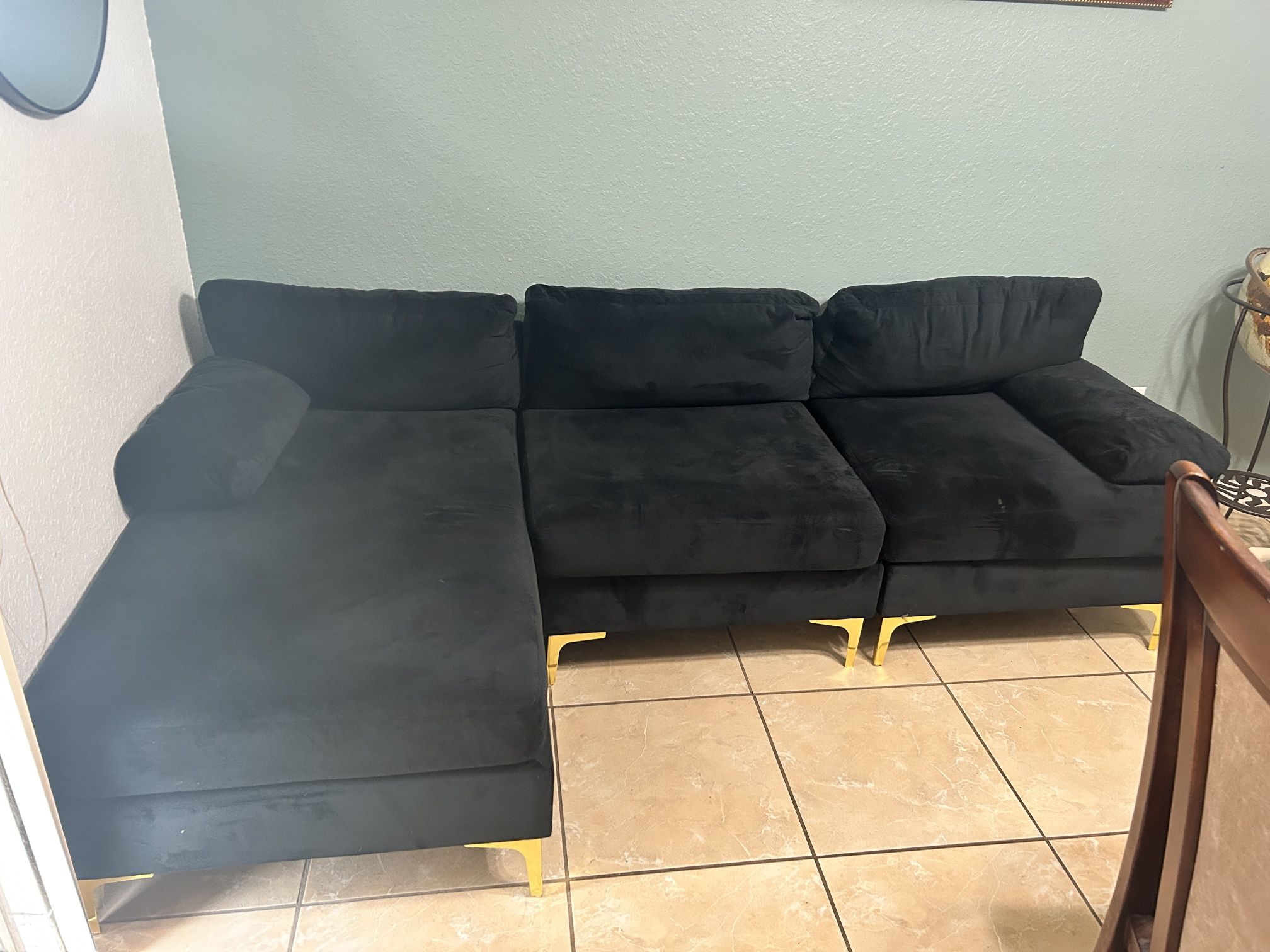 Black Velvet Sectional 