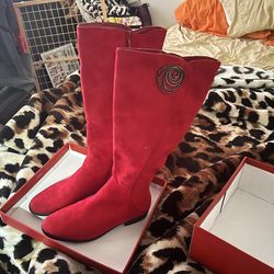 Impo Red Suede Knee High Size 9 1/2 W