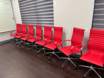 High-Back Ribbed Crimson Red Office Chairs - Fully Assembled