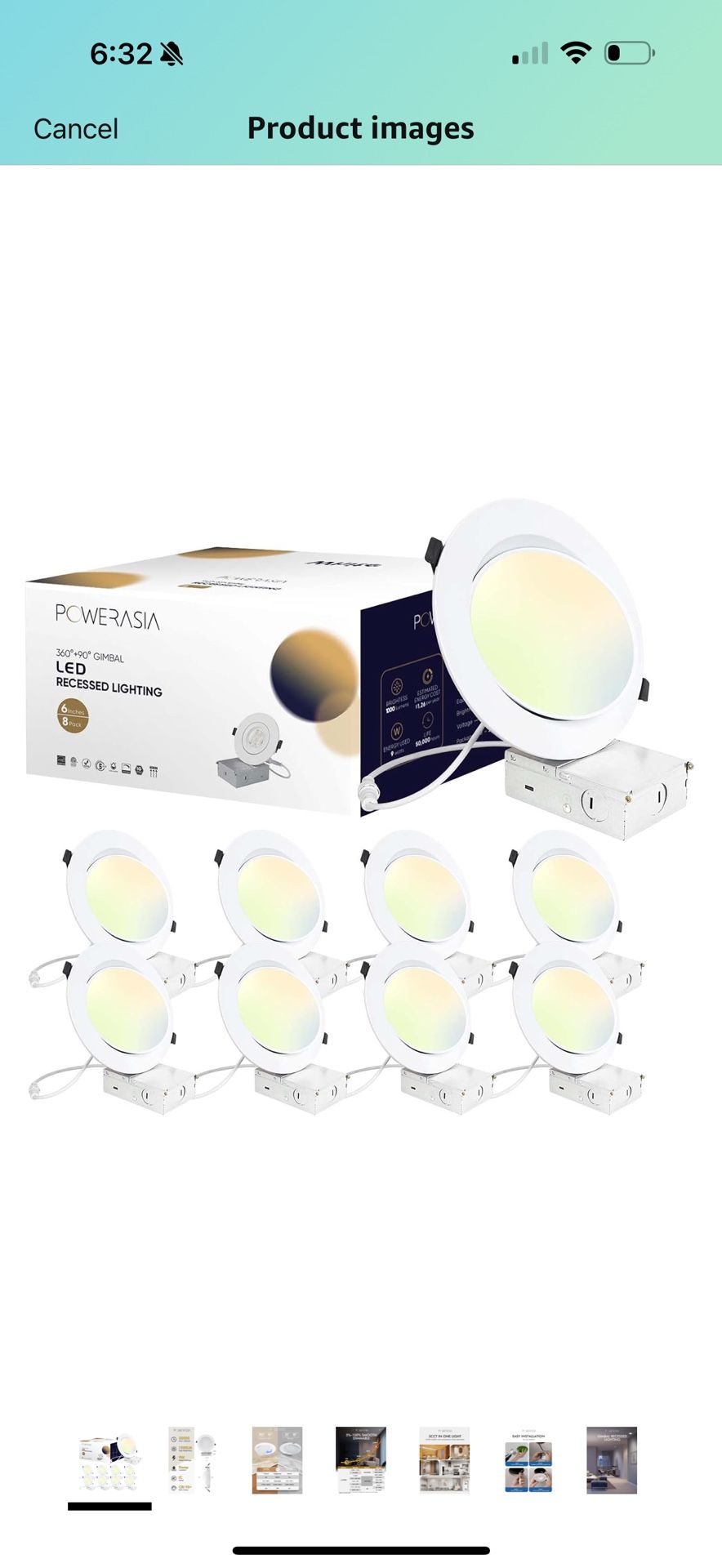 Pack 6 Inch Gimbal LED Recessed Lighting with Junction Box, 5CCT 2700K-6000K Selectable, 360°+90° Adjustable Directional Eyeball Light, 15W 1300LM Sli