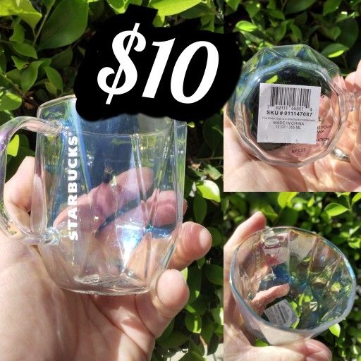 2023 NEW STARBUCKS WINTER RELEASE GLASS MUG FACETED RAINBOW 12oz