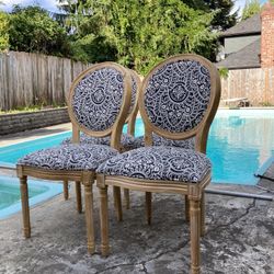 FRENCH COUNTRY UPHOSTERED WEATHERED WOOD DINING CHAIRS 🌸🌸