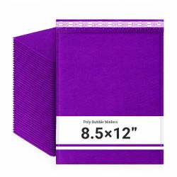 Violet Poly Bubble Mailers 8.5x12" — 50/100/200/300 packs, wholesale (New)