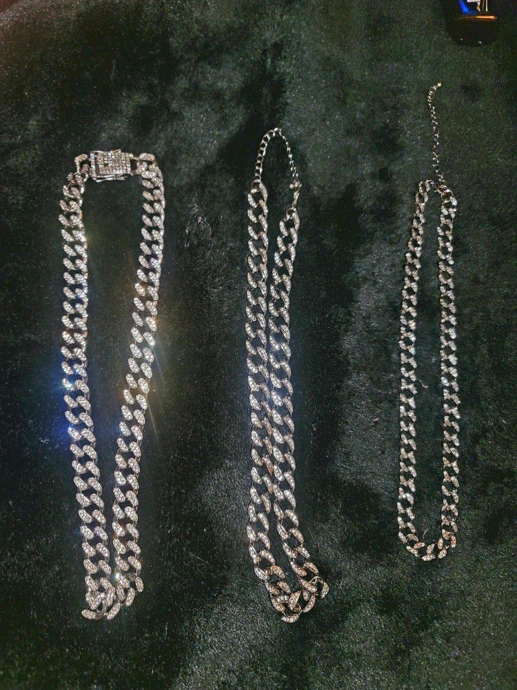 Stainless Steel Chains W Diamonds