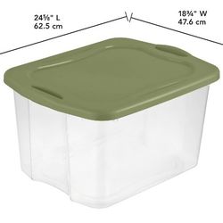Sterilite large easy-carry bin 70 quart clear plastic storage container with full grip handles