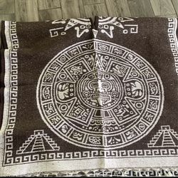 Aztec Calendar Poncho Serape One Size 