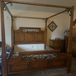 Bed Frame, Mirrored Dresser, and Nightstand 